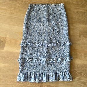 Abercrombie Blue Floral/spotted Print Midi/pencil Skirt